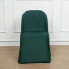 10 Pack Polyester Chair Covers for Folding Chairs Hunter Emerald Green - Wrinkle - Free Stain - Resistant Slip - On Slipcovers - Bell Racket Store