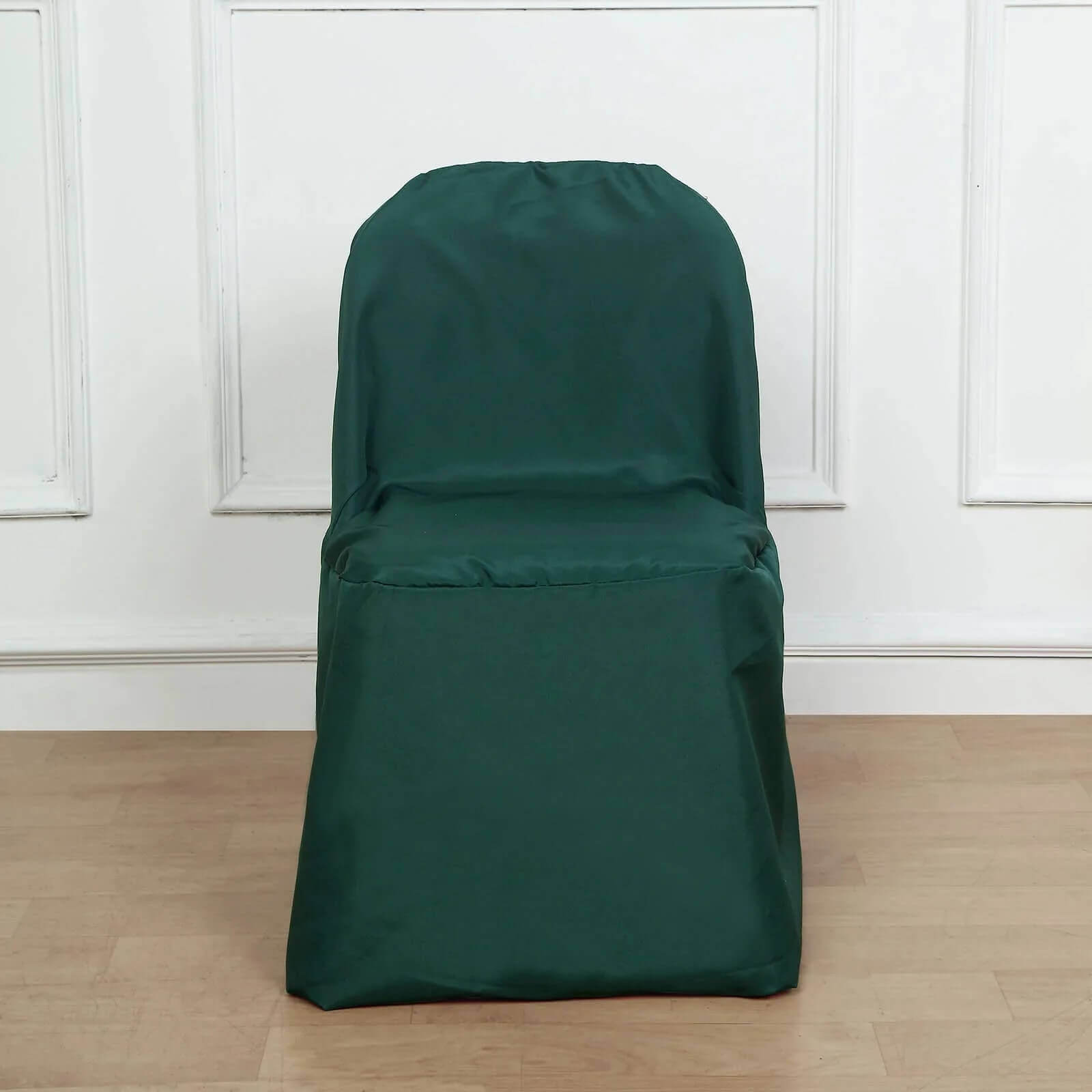 10 Pack Polyester Chair Covers for Folding Chairs Hunter Emerald Green - Wrinkle - Free Stain - Resistant Slip - On Slipcovers - Bell Racket Store