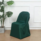 10 Pack Polyester Chair Covers for Folding Chairs Hunter Emerald Green - Wrinkle - Free Stain - Resistant Slip - On Slipcovers - Bell Racket Store