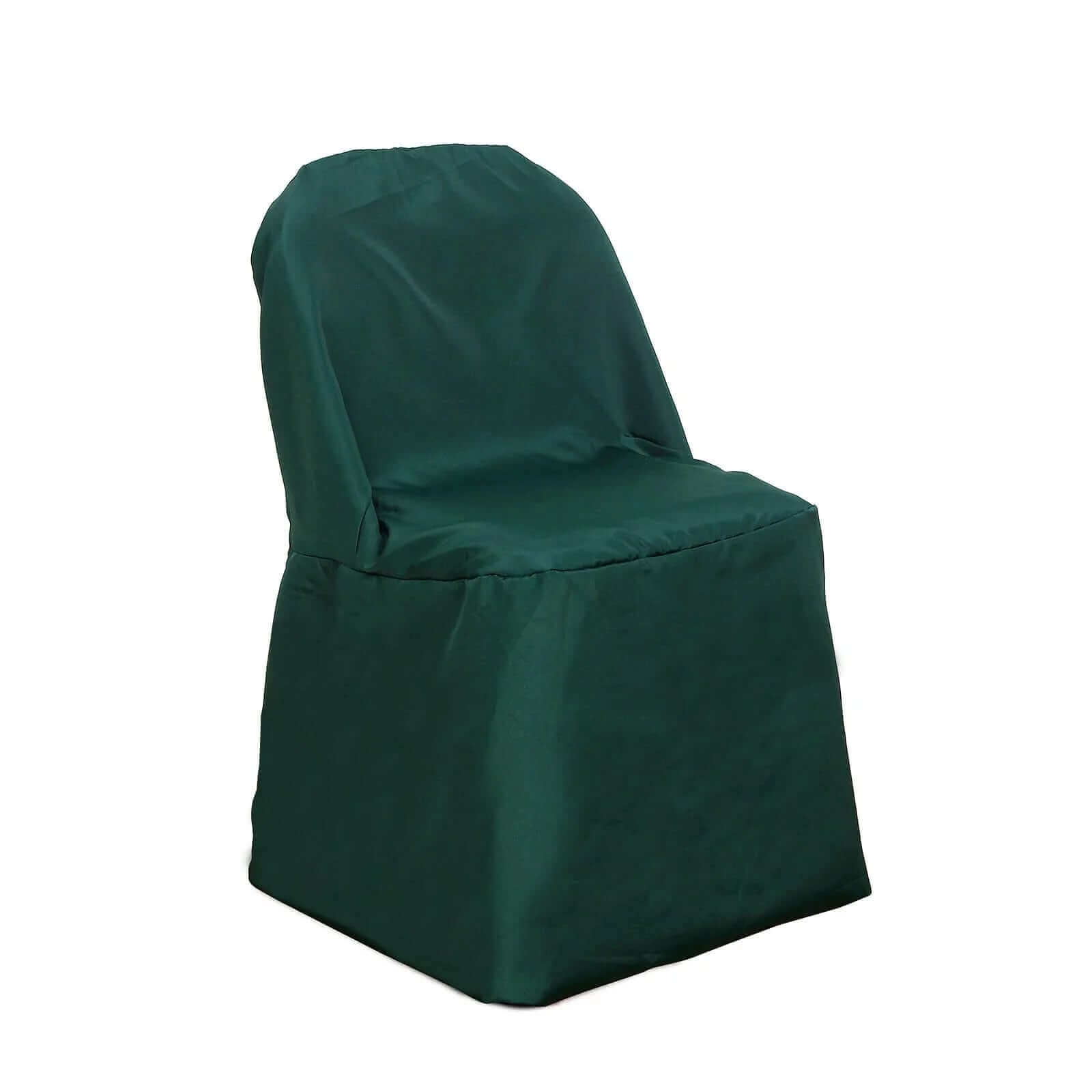 10 Pack Polyester Chair Covers for Folding Chairs Hunter Emerald Green - Wrinkle - Free Stain - Resistant Slip - On Slipcovers - Bell Racket Store