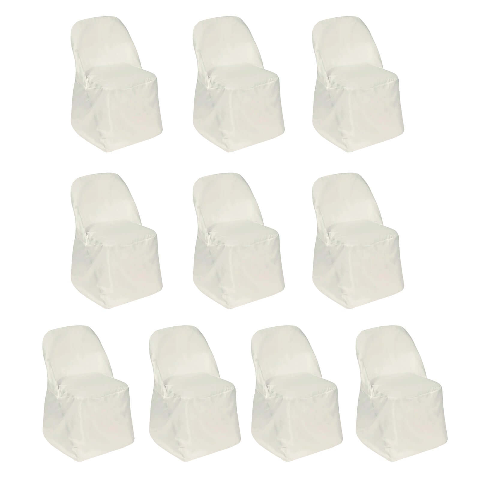 10 Pack Polyester Chair Covers for Folding Chairs Ivory - Wrinkle - Free Stain - Resistant Slip - On Slipcovers - Bell Racket Store