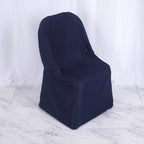 10 Pack Polyester Chair Covers for Folding Chairs Navy Blue - Wrinkle - Free Stain - Resistant Slip - On Slipcovers - Bell Racket Store