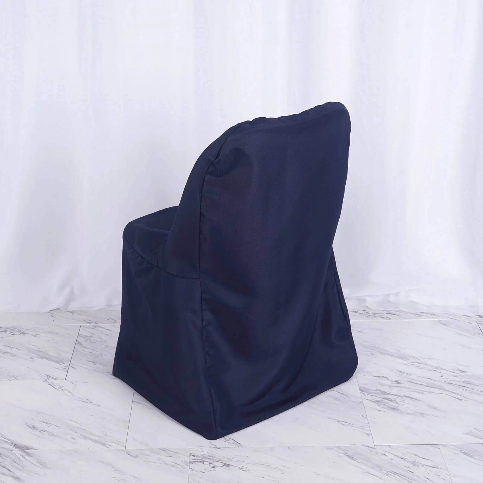 10 Pack Polyester Chair Covers for Folding Chairs Navy Blue - Wrinkle - Free Stain - Resistant Slip - On Slipcovers - Bell Racket Store