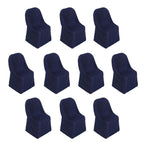 10 Pack Polyester Chair Covers for Folding Chairs Navy Blue - Wrinkle - Free Stain - Resistant Slip - On Slipcovers - Bell Racket Store