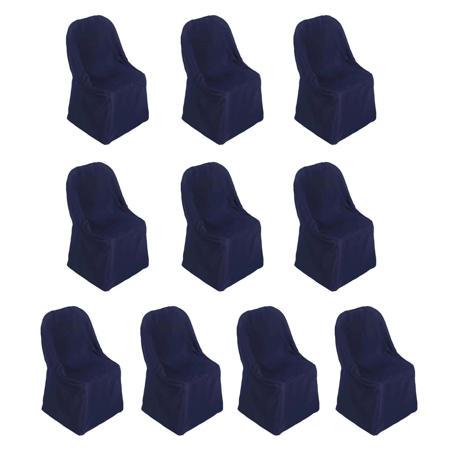10 Pack Polyester Chair Covers for Folding Chairs Navy Blue - Wrinkle - Free Stain - Resistant Slip - On Slipcovers - Bell Racket Store