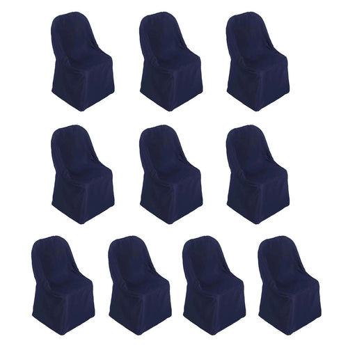 10 Pack Polyester Chair Covers for Folding Chairs Navy Blue - Wrinkle - Free Stain - Resistant Slip - On Slipcovers - Bell Racket Store