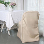 10 Pack Polyester Chair Covers for Folding Chairs Nude - Wrinkle - Free Stain - Resistant Slip - On Slipcovers - Bell Racket Store