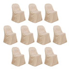 10 Pack Polyester Chair Covers for Folding Chairs Nude - Wrinkle - Free Stain - Resistant Slip - On Slipcovers - Bell Racket Store