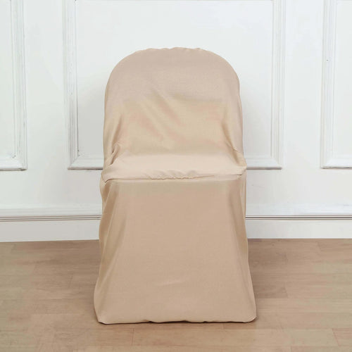 10 Pack Polyester Chair Covers for Folding Chairs Nude - Wrinkle - Free Stain - Resistant Slip - On Slipcovers - Bell Racket Store