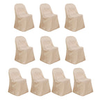 10 Pack Polyester Chair Covers for Folding Chairs Nude - Wrinkle - Free Stain - Resistant Slip - On Slipcovers - Bell Racket Store