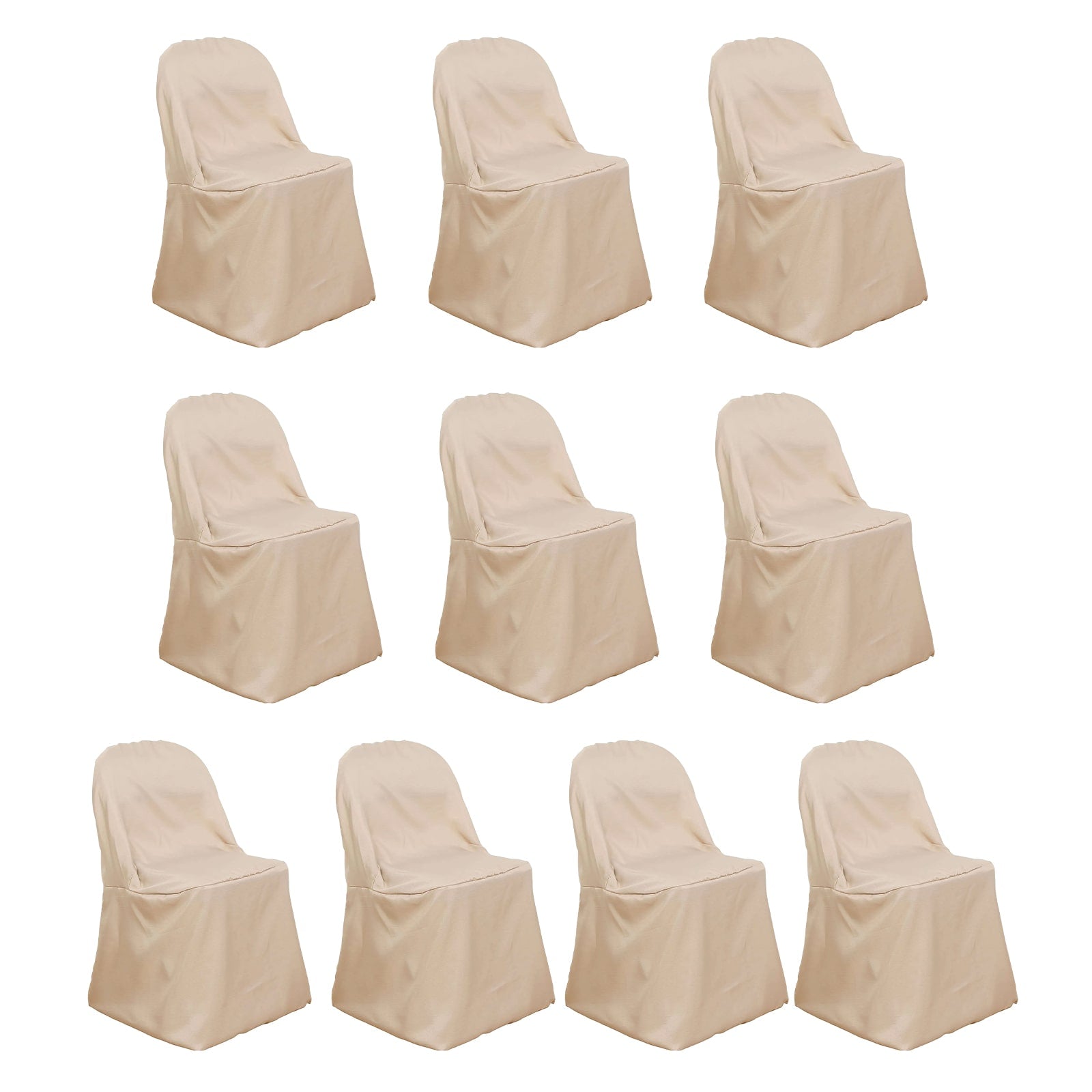 10 Pack Polyester Chair Covers for Folding Chairs Nude - Wrinkle - Free Stain - Resistant Slip - On Slipcovers - Bell Racket Store