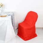 10 Pack Polyester Chair Covers for Folding Chairs Red - Wrinkle - Free Stain - Resistant Slip - On Slipcovers - Bell Racket Store