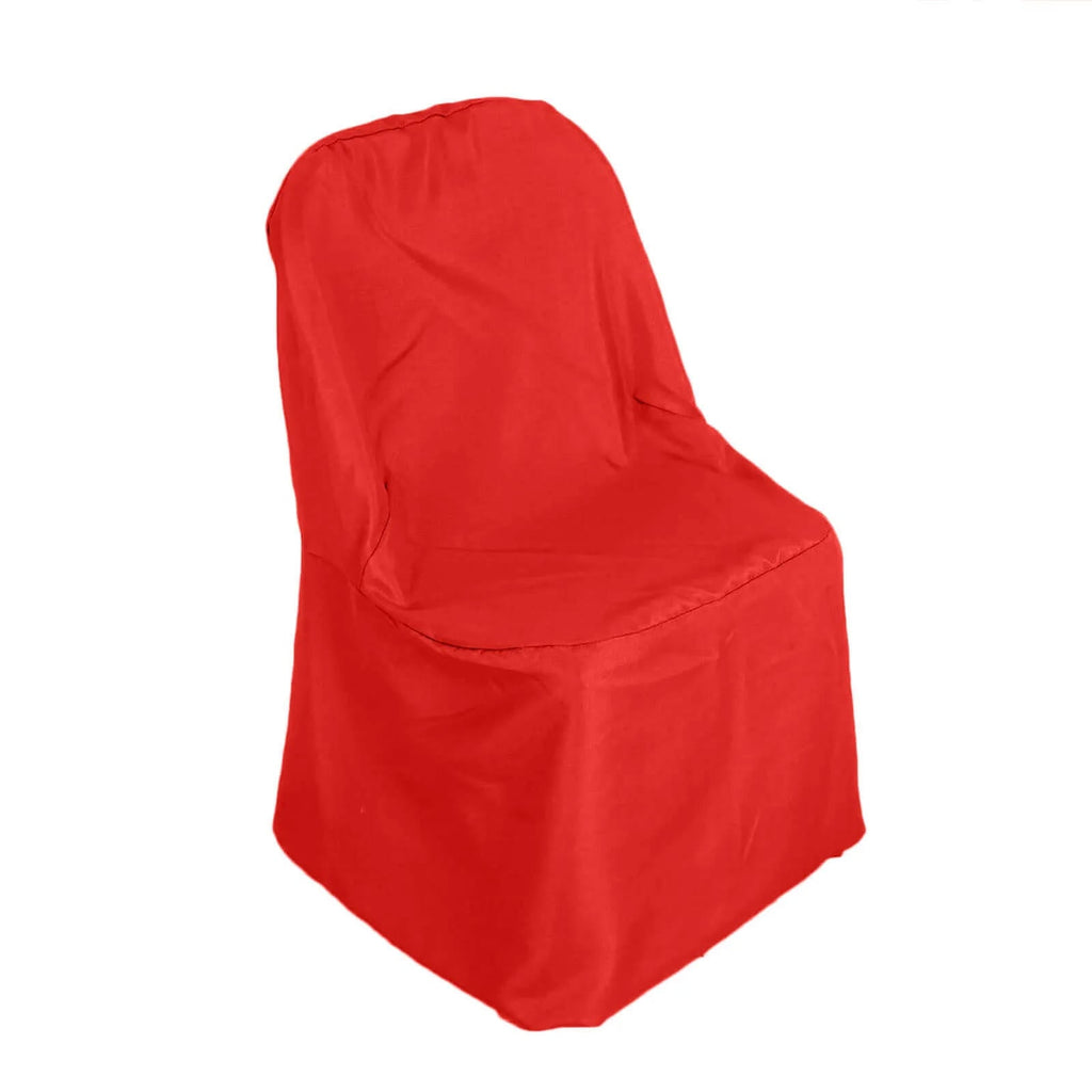 10 Pack Polyester Chair Covers for Folding Chairs Red - Wrinkle - Free Stain - Resistant Slip - On Slipcovers - Bell Racket Store