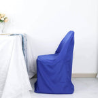 10 Pack Polyester Chair Covers for Folding Chairs Royal Blue - Wrinkle - Free Stain - Resistant Slip - On Slipcovers - Bell Racket Store