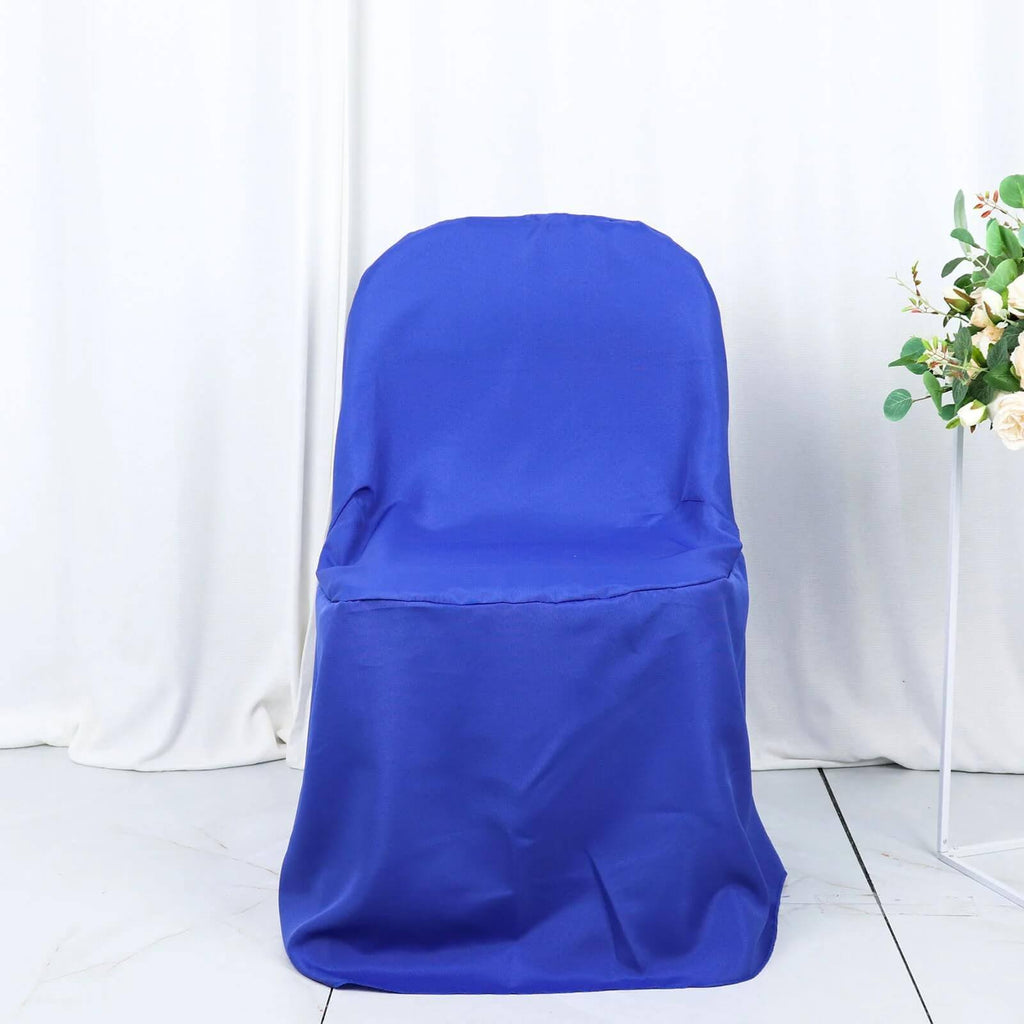 10 Pack Polyester Chair Covers for Folding Chairs Royal Blue - Wrinkle - Free Stain - Resistant Slip - On Slipcovers - Bell Racket Store