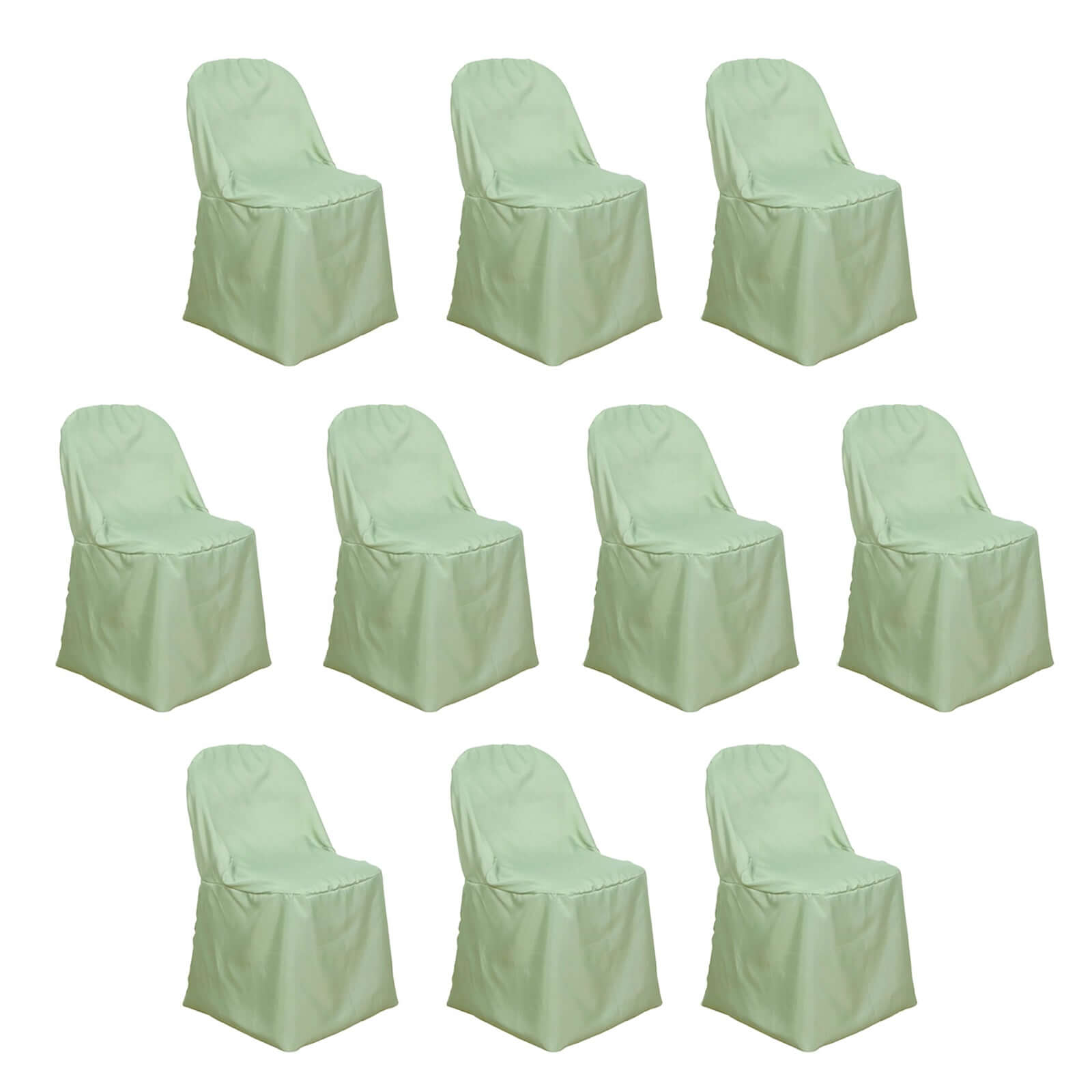 10 Pack Polyester Chair Covers for Folding Chairs Sage Green - Wrinkle - Free Stain - Resistant Slip - On Slipcovers - Bell Racket Store