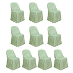 10 Pack Polyester Chair Covers for Folding Chairs Sage Green - Wrinkle - Free Stain - Resistant Slip - On Slipcovers - Bell Racket Store