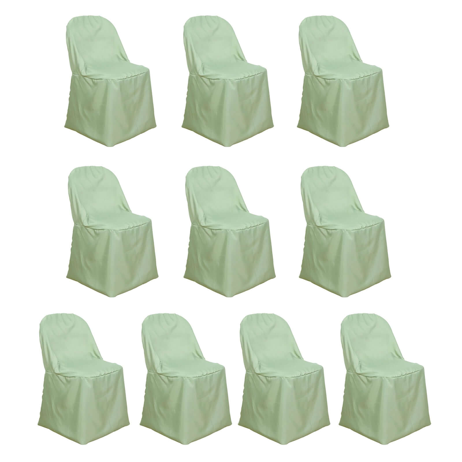 10 Pack Polyester Chair Covers for Folding Chairs Sage Green - Wrinkle - Free Stain - Resistant Slip - On Slipcovers - Bell Racket Store