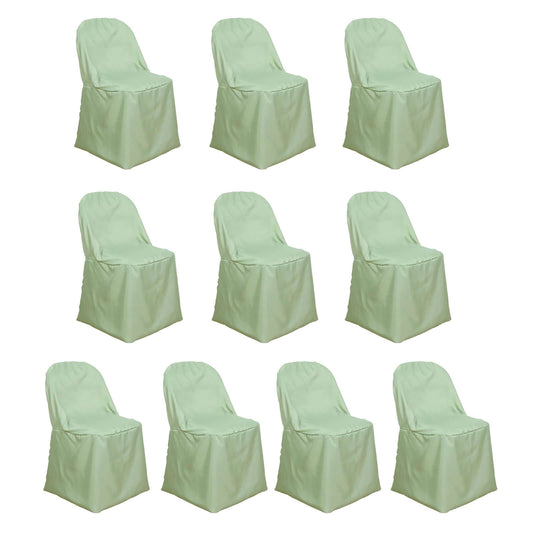10 Pack Polyester Chair Covers for Folding Chairs Sage Green - Wrinkle - Free Stain - Resistant Slip - On Slipcovers - Bell Racket Store