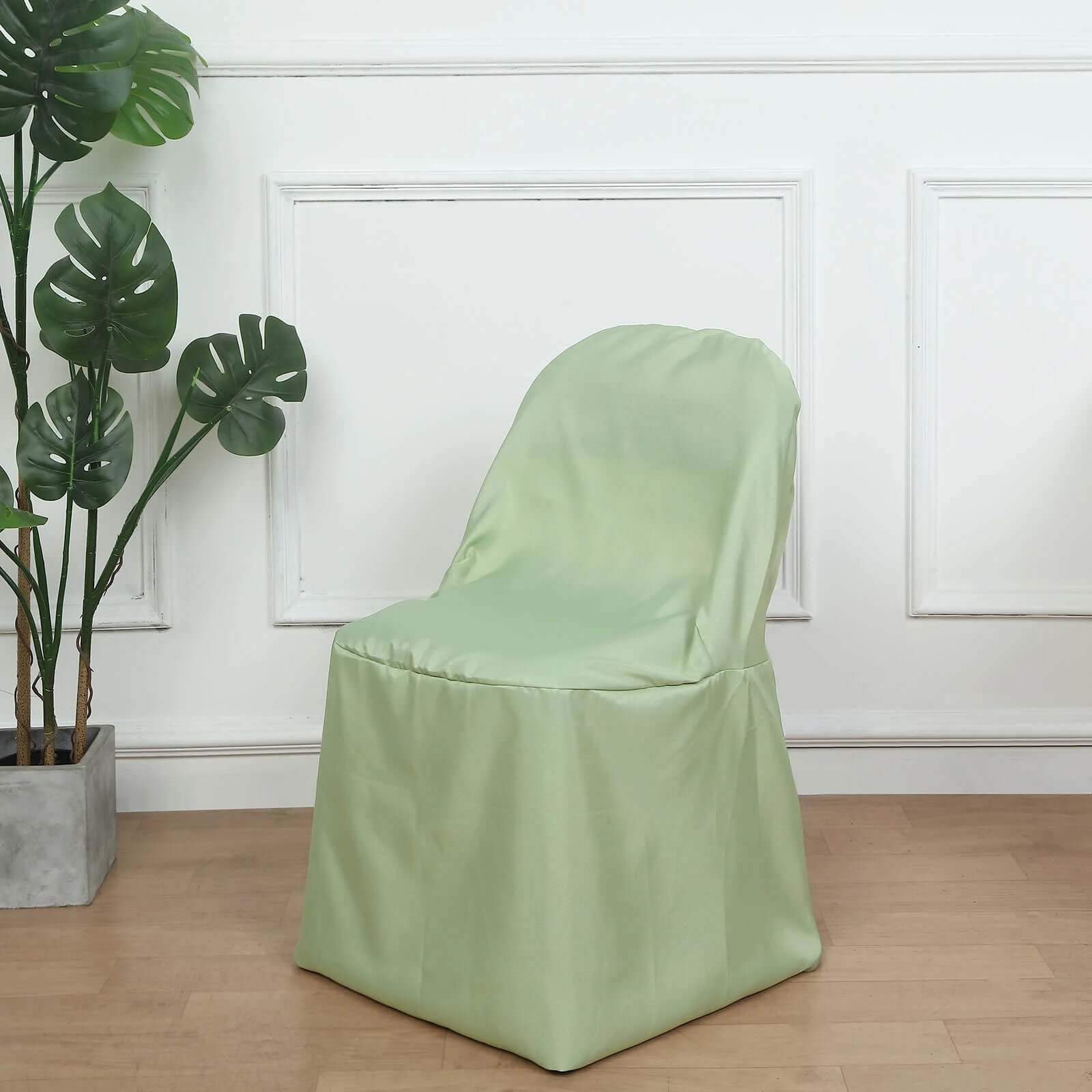 10 Pack Polyester Chair Covers for Folding Chairs Sage Green - Wrinkle - Free Stain - Resistant Slip - On Slipcovers - Bell Racket Store