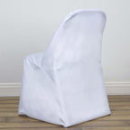 10 Pack Polyester Chair Covers for Folding Chairs White - Wrinkle - Free Stain - Resistant Slip - On Design for Events - Bell Racket Store