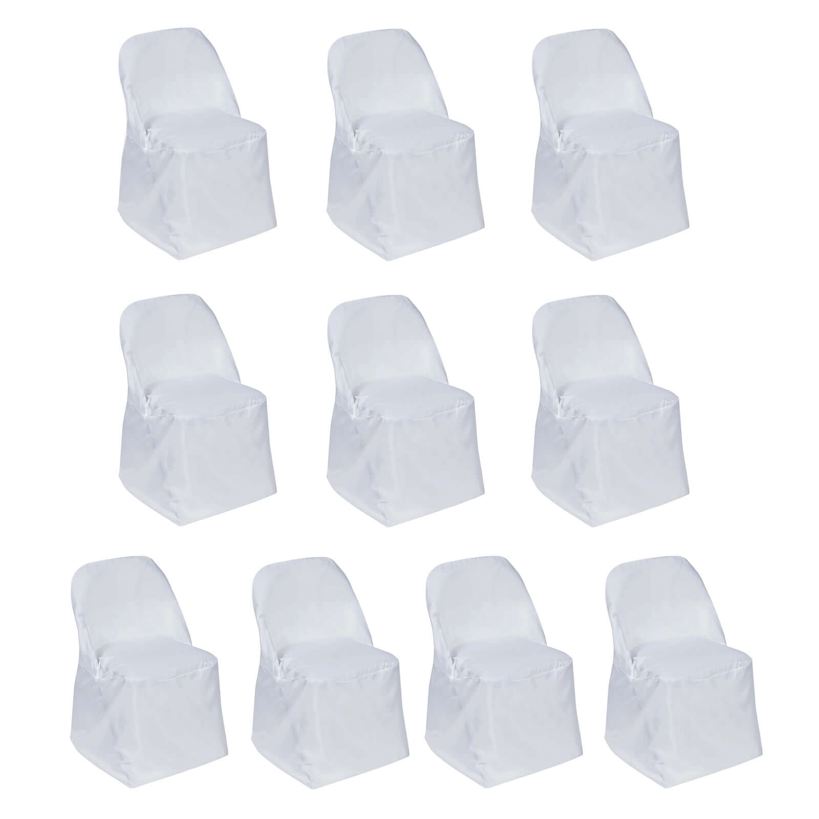 10 Pack Polyester Chair Covers for Folding Chairs White - Wrinkle - Free Stain - Resistant Slip - On Design for Events - Bell Racket Store