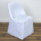 10 Pack Polyester Chair Covers for Folding Chairs White - Wrinkle - Free Stain - Resistant Slip - On Design for Events - Bell Racket Store