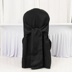 10 - Pack Polyester Slip - On Banquet Chair Covers with Attached Sashes â€“ Black Reusable Stain - Resistant Covers for Wedding & Event Decor - Bell Racket Store