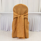 10 - Pack Polyester Slip - On Banquet Chair Covers with Attached Sashes â€“ Gold Reusable Stain - Resistant Covers for Wedding & Event Decor - Bell Racket Store