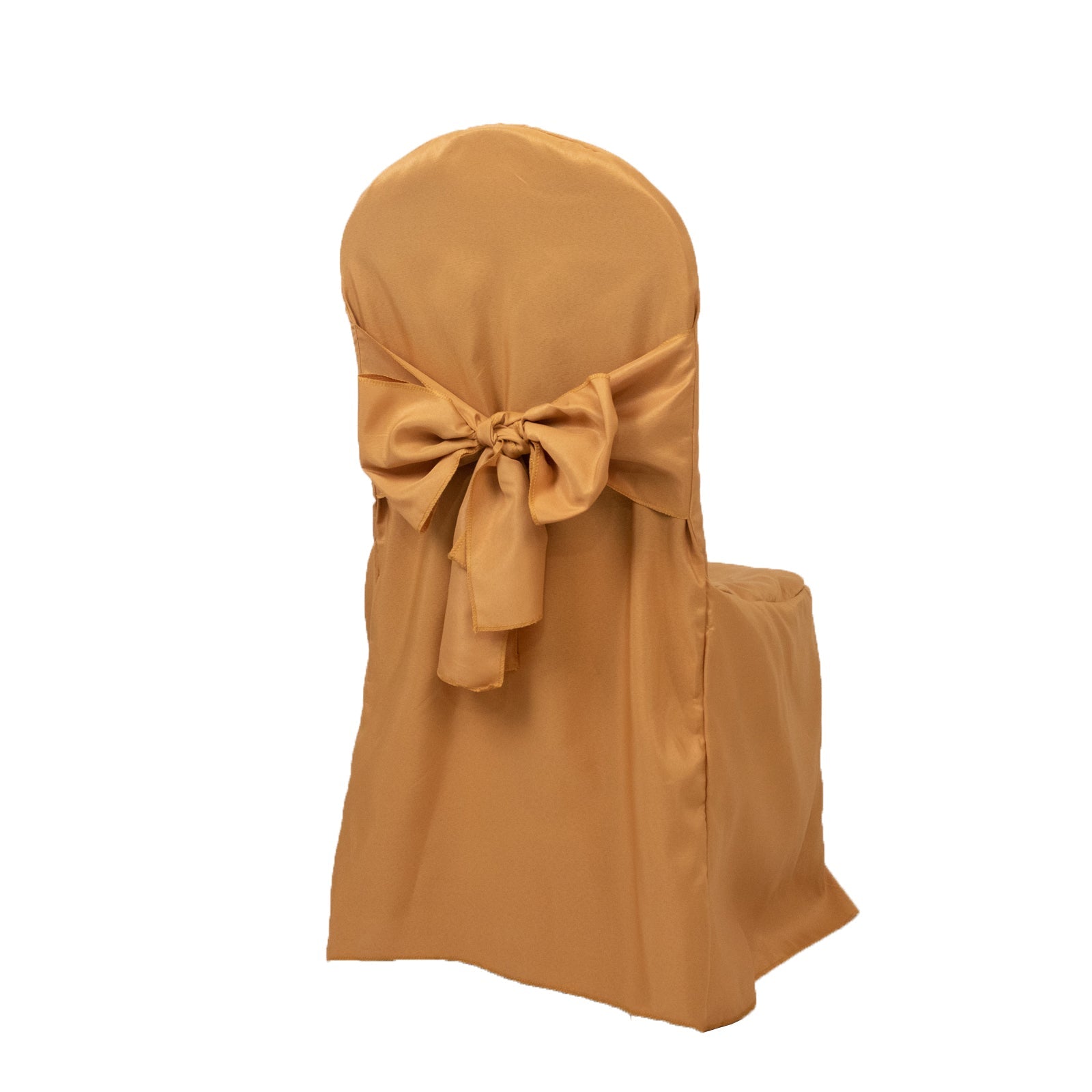 10 - Pack Polyester Slip - On Banquet Chair Covers with Attached Sashes â€“ Gold Reusable Stain - Resistant Covers for Wedding & Event Decor - Bell Racket Store