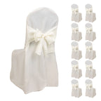 10 - Pack Polyester Slip - On Banquet Chair Covers with Attached Sashes â€“ Ivory Reusable Stain - Resistant Covers for Wedding & Event Decor - Bell Racket Store