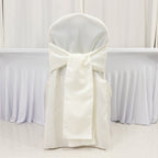 10 - Pack Polyester Slip - On Banquet Chair Covers with Attached Sashes â€“ Ivory Reusable Stain - Resistant Covers for Wedding & Event Decor - Bell Racket Store