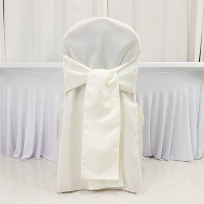 10 - Pack Polyester Slip - On Banquet Chair Covers with Attached Sashes â€“ Ivory Reusable Stain - Resistant Covers for Wedding & Event Decor - Bell Racket Store
