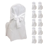 10 - Pack Polyester Slip - On Banquet Chair Covers with Attached Sashes â€“ White Reusable Stain - Resistant Covers for Wedding & Event Decor - Bell Racket Store