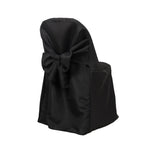10 - Pack Polyester Slip - On Folding Chair Covers with Attached Sashes â€“ Black Durable Reusable Covers for Wedding & Event Decor - Bell Racket Store