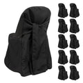 10 - Pack Polyester Slip - On Folding Chair Covers with Attached Sashes â€“ Black Durable Reusable Covers for Wedding & Event Decor - Bell Racket Store