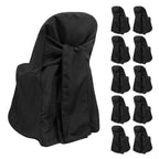 10 - Pack Polyester Slip - On Folding Chair Covers with Attached Sashes â€“ Black Durable Reusable Covers for Wedding & Event Decor - Bell Racket Store