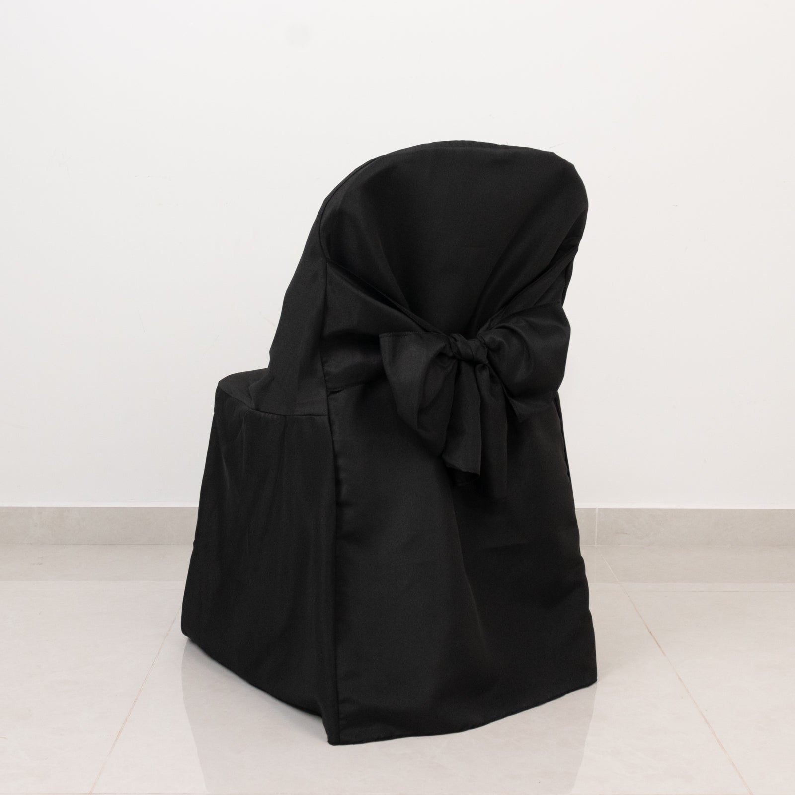 10 - Pack Polyester Slip - On Folding Chair Covers with Attached Sashes â€“ Black Durable Reusable Covers for Wedding & Event Decor - Bell Racket Store