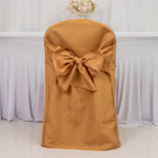 10 - Pack Polyester Slip - On Folding Chair Covers with Attached Sashes â€“ Gold Durable Reusable Covers for Wedding & Event Decor - Bell Racket Store