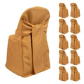 10 - Pack Polyester Slip - On Folding Chair Covers with Attached Sashes â€“ Gold Durable Reusable Covers for Wedding & Event Decor - Bell Racket Store
