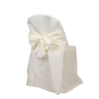 10 - Pack Polyester Slip - On Folding Chair Covers with Attached Sashes â€“ Ivory Durable Reusable Covers for Wedding & Event Decor - Bell Racket Store