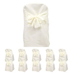 10 - Pack Polyester Slip - On Folding Chair Covers with Attached Sashes â€“ Ivory Durable Reusable Covers for Wedding & Event Decor - Bell Racket Store