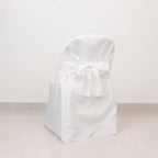 10 - Pack Polyester Slip - On Folding Chair Covers with Attached Sashes â€“ White Durable Reusable Covers for Wedding & Event Decor - Bell Racket Store