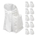10 - Pack Polyester Slip - On Folding Chair Covers with Attached Sashes â€“ White Durable Reusable Covers for Wedding & Event Decor - Bell Racket Store