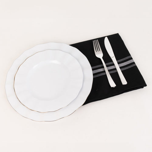 10 Pack Premium Spun Polyester 18"x22" Napkins Black/White Bistro Style - Highly Absorbent Cotton - Like Feel Cloth Napkins - Bell Racket Store