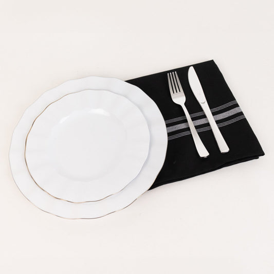 10 Pack Premium Spun Polyester 18"x22" Napkins Black/White Bistro Style - Highly Absorbent Cotton - Like Feel Cloth Napkins - Bell Racket Store