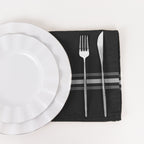 10 Pack Premium Spun Polyester 18"x22" Napkins Black/White Bistro Style - Highly Absorbent Cotton - Like Feel Cloth Napkins - Bell Racket Store