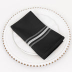 10 Pack Premium Spun Polyester 18"x22" Napkins Black/White Bistro Style - Highly Absorbent Cotton - Like Feel Cloth Napkins - Bell Racket Store