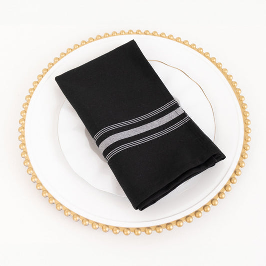 10 Pack Premium Spun Polyester 18"x22" Napkins Black/White Bistro Style - Highly Absorbent Cotton - Like Feel Cloth Napkins - Bell Racket Store
