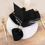 10 Pack Premium Spun Polyester 18"x22" Napkins Black/White Bistro Style - Highly Absorbent Cotton - Like Feel Cloth Napkins - Bell Racket Store